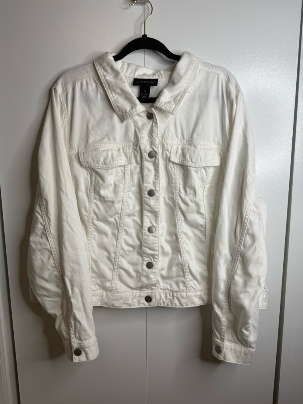 Lane Bryant Tencel Cotton Women's White Classic Button-Front Jacket Size 26